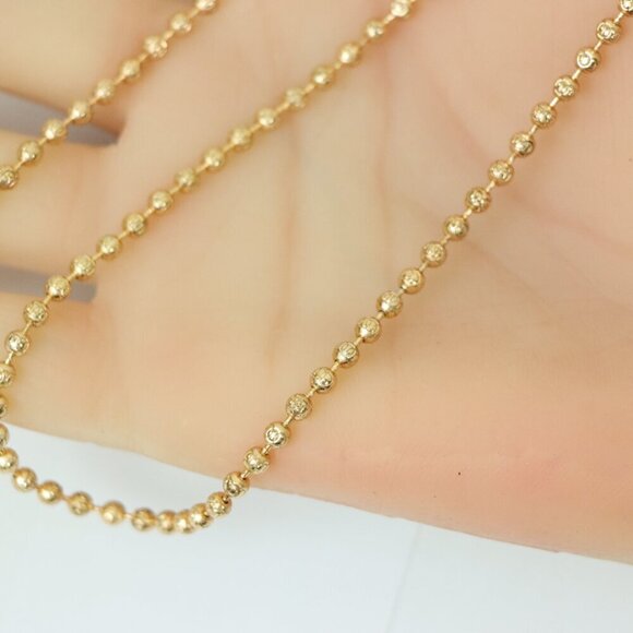 Textured Bead Rose Gold Necklace, Long Elegant Chain, XPNL0137 - Picture 6 of 12